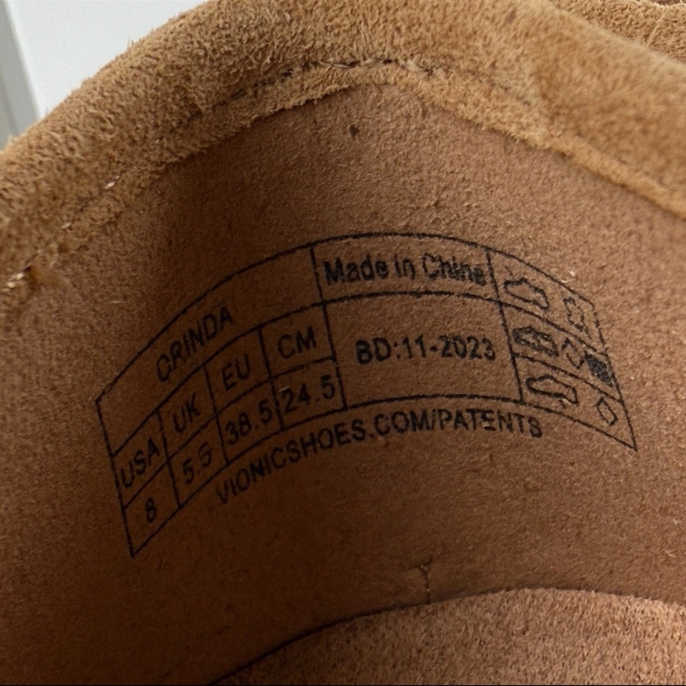 Vionic Orinda Women's US 8 Camel Tan Suede Leather Ballet Flat Flats Square Toe! - Picture 13 of 14